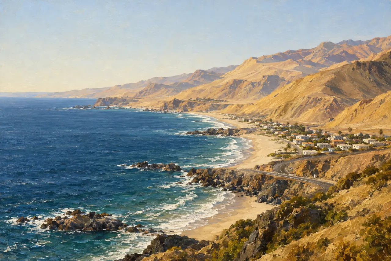 Óleo de la costa del desierto de Atacama cerca de Antofagasta